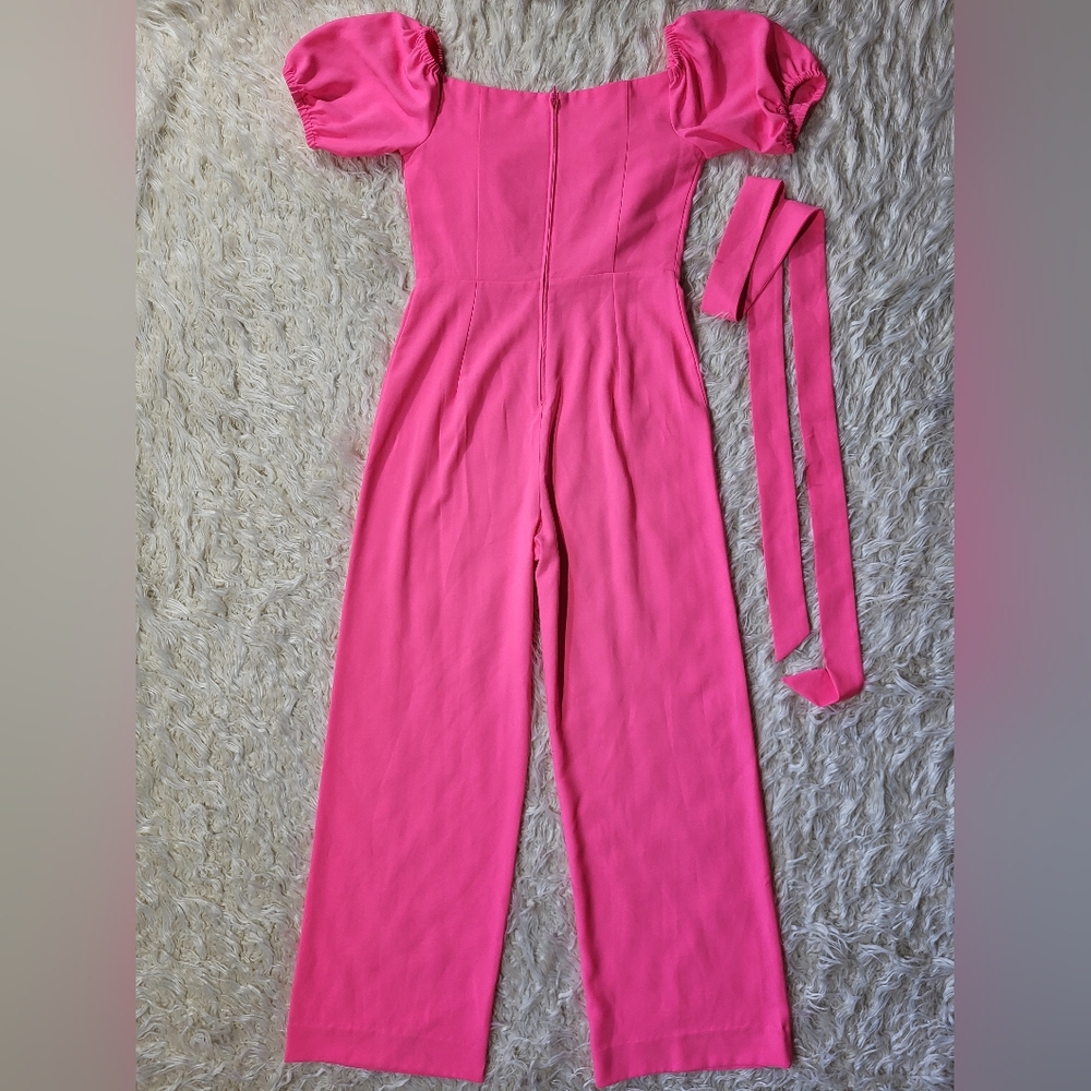 Lilly Pulitzer Jada Off-The-Shoulder Jumpsuit in Pink Isle Size 8 - Picture 13 of 15